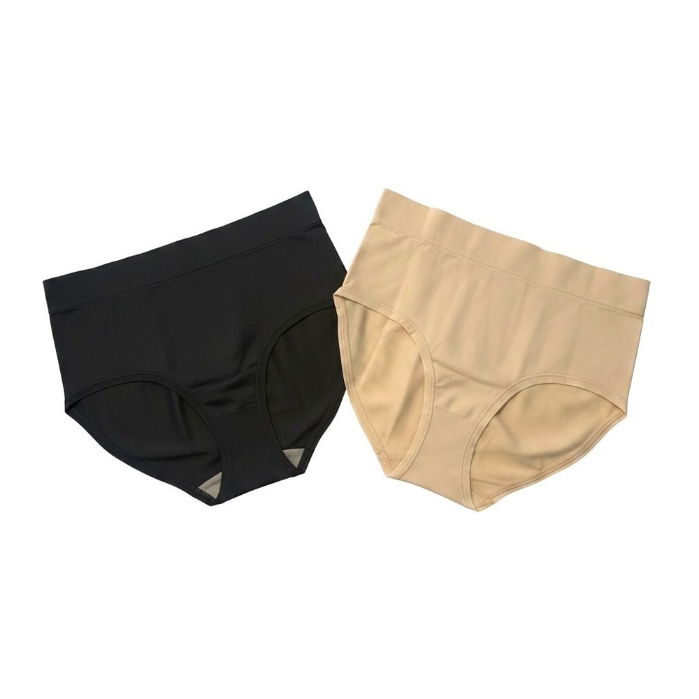 (F-172)QVC 2 Pack Seamless Panties Women Black & Nude Stretch Comfort Underwear